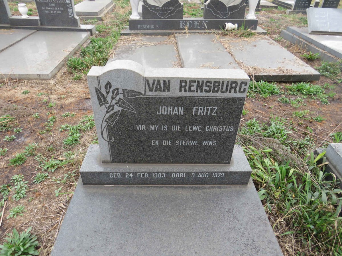 RENSBURG Johan Fritz, van 1903-1979
