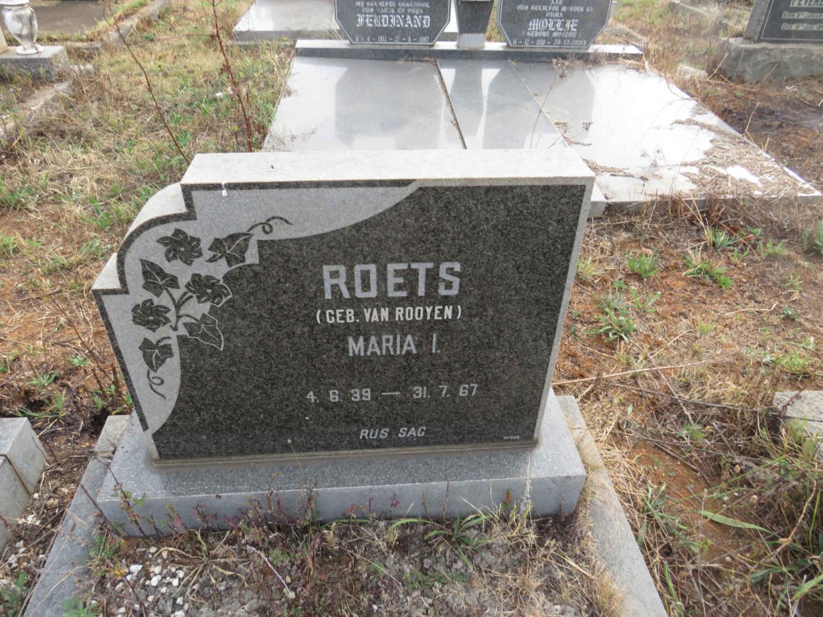 ROETS Maria I. nee VAN ROOYEN 1939-1967