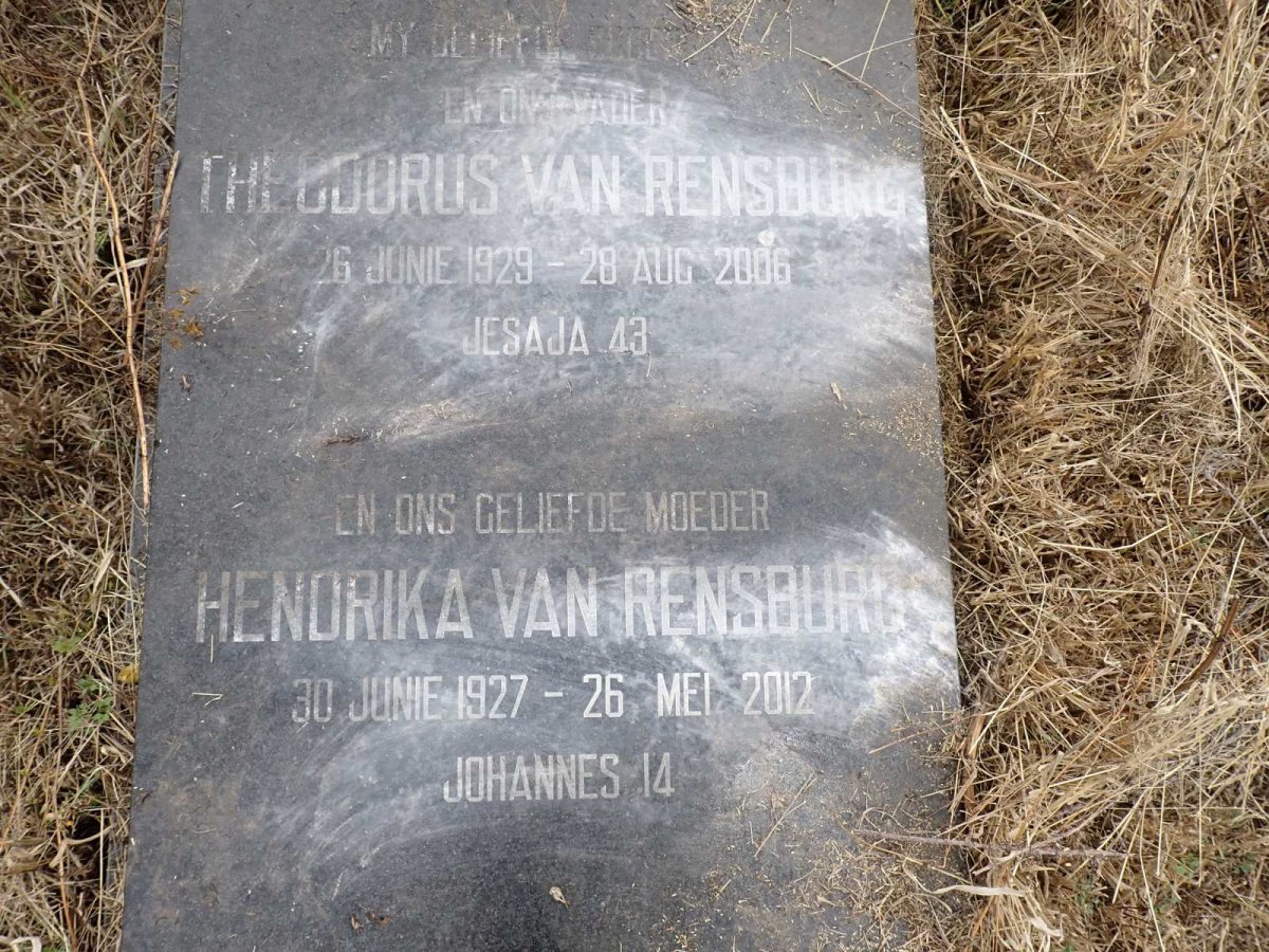 RENSBURG Theodorus, van 1929-2006 & Hendrika 1927-2012