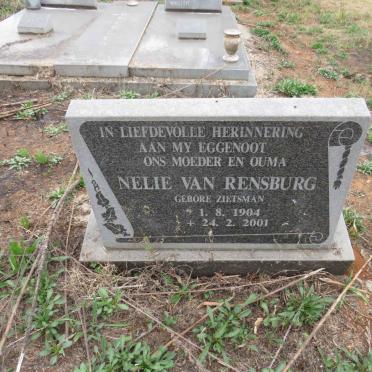 RENSBURG Nelie, van nee ZIETSMAN 1904-2001