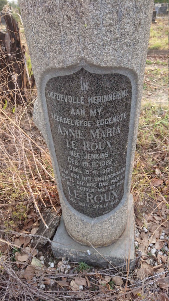 ROUX Annie Maria, le nee JENKINS 1922-1956