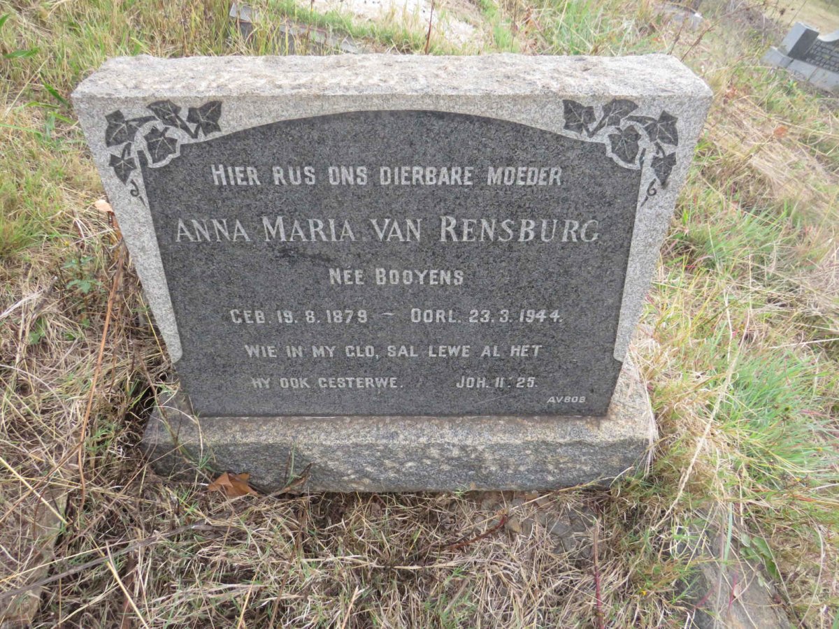 RENSBURG Anna Maria, van nee BOOYENS 1879-1944