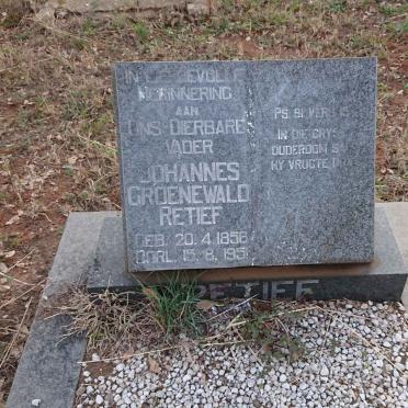 RETIEF Johannes Groenewald 1856-1951