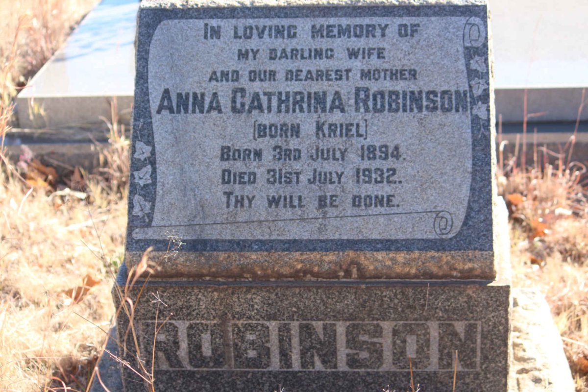 ROBINSON Anna Cathrina nee KRIEL 1894-1932