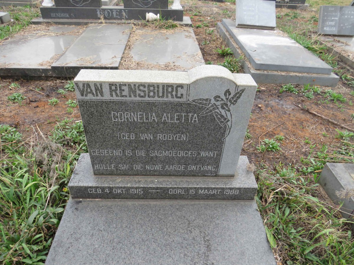 RENSBURG Cornelia Aletta, van nee VAN ROOYEN 1915-1988