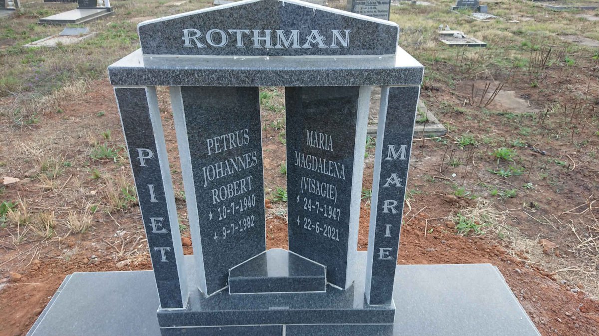ROTHMAN Petrus Johannes Robert 1940-1982 & Maria Magdalena VISAGIE 1947-2021