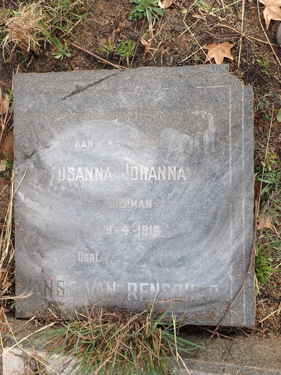 RENSBURG Susanna Johanna, Janse van nee BIERMAN 191?-