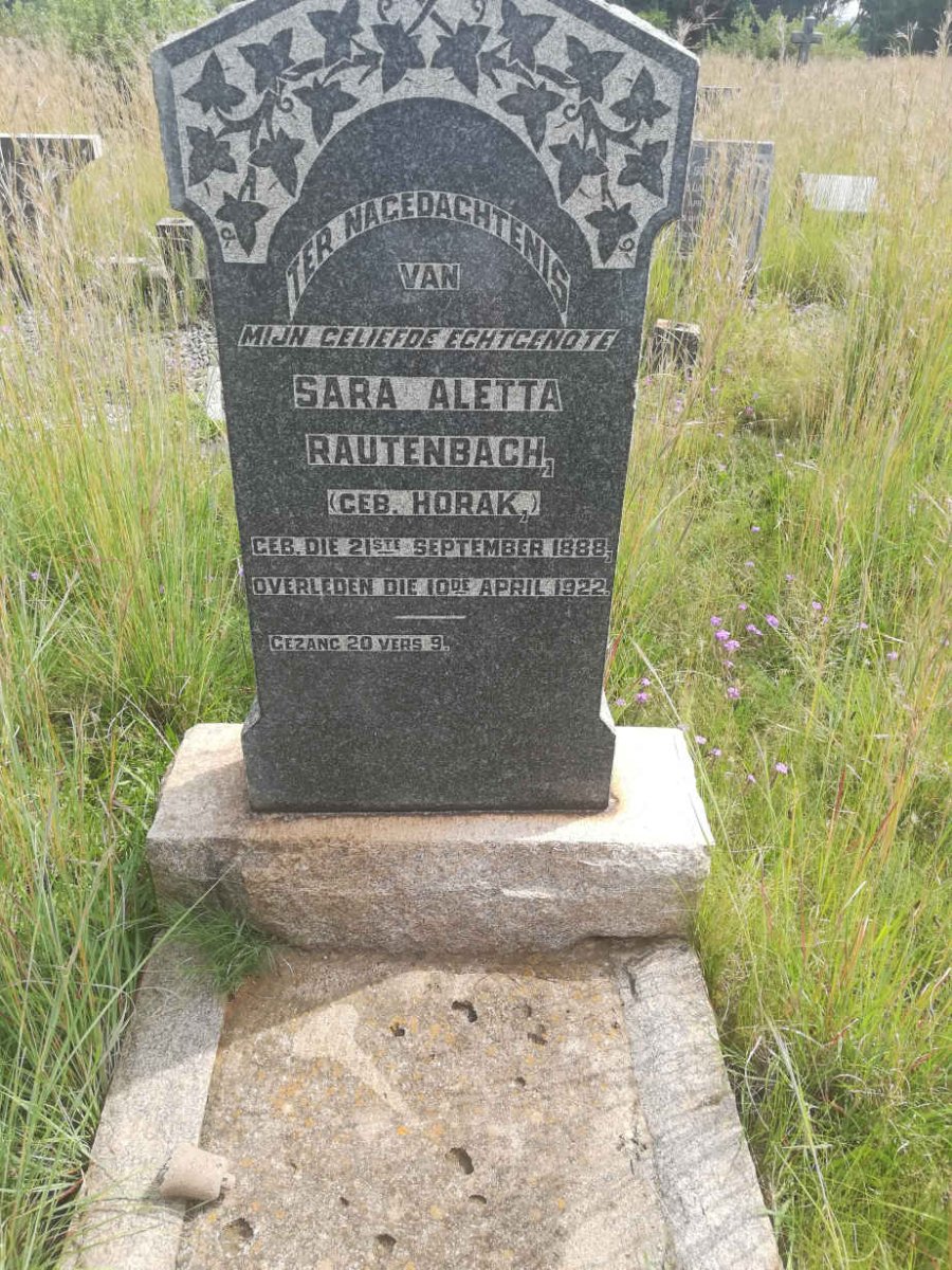 RAUTENBACH Sara Aletta nee HORAK 1888-1922