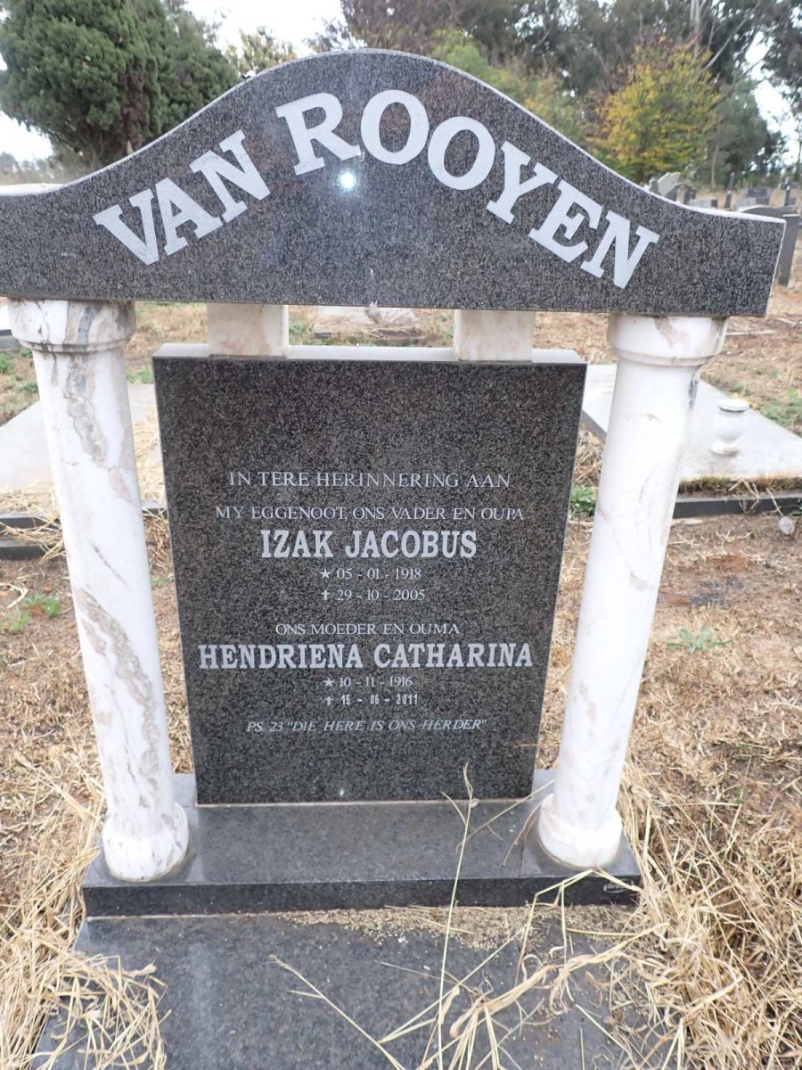 ROOYEN Izak Jacobus, van 1918-2005 & Hendriena Catharina 1916-2011
