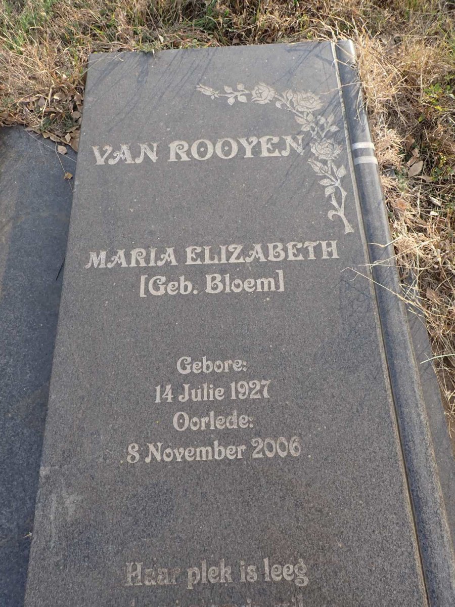 ROOYEN Thomas Phillipus, van 1927-2011 & Maria Elizabeth BLOEM 1927-2006 _2