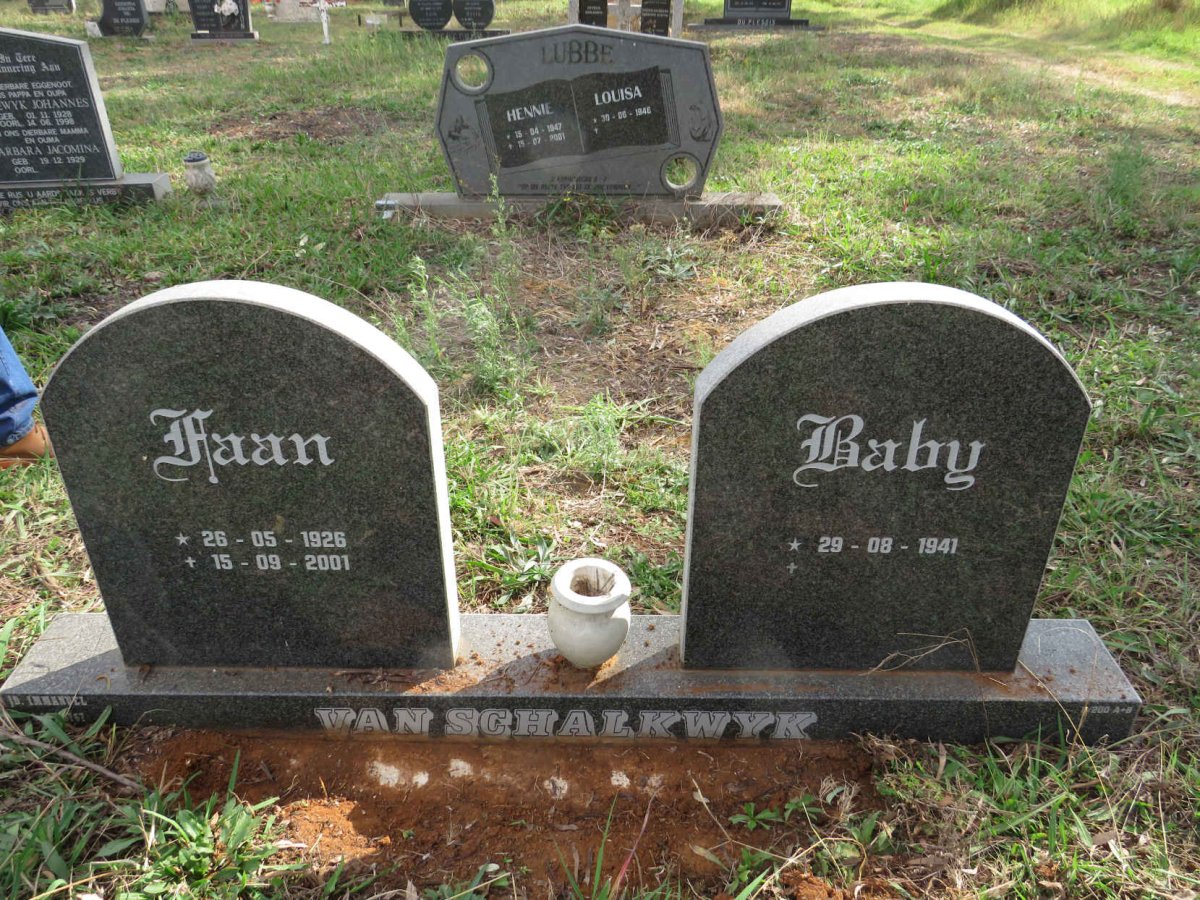 SCHALKWYK Faan, van 1926-2001 & Baby 1941- 