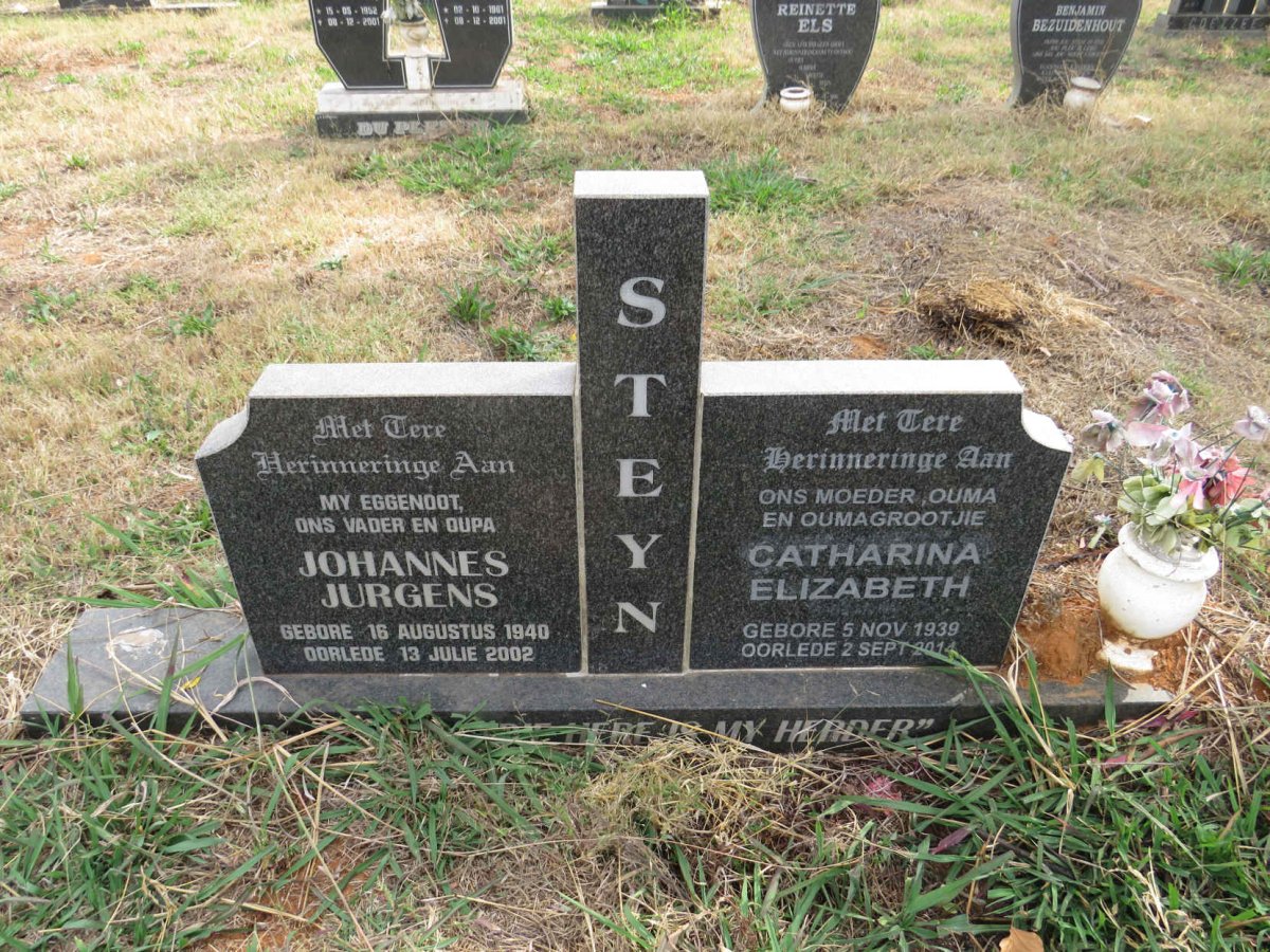 STEYN Johannes Jurgens 1940-2002 & Catharina Elizabeth 1939-2014