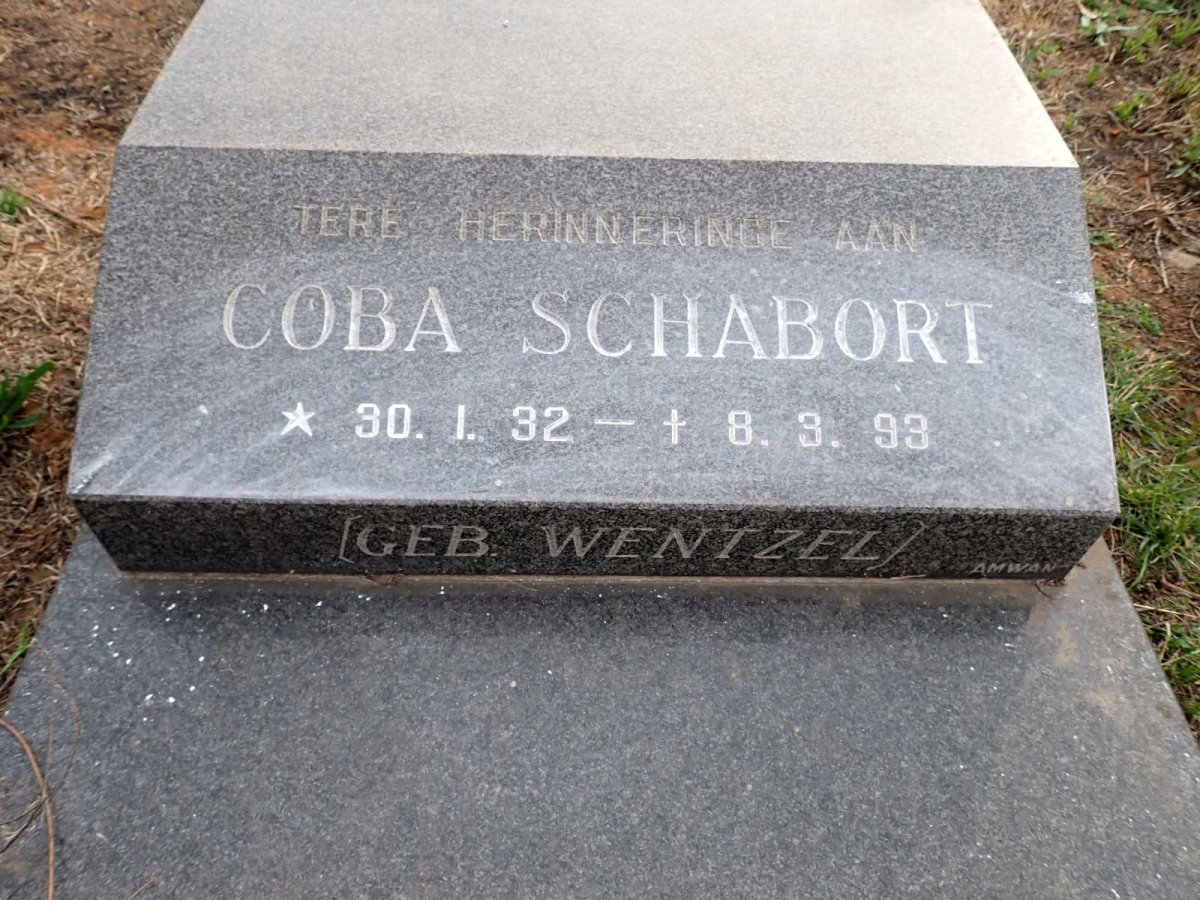 SCHABORT Coba nee WENTZEL 1932-1993