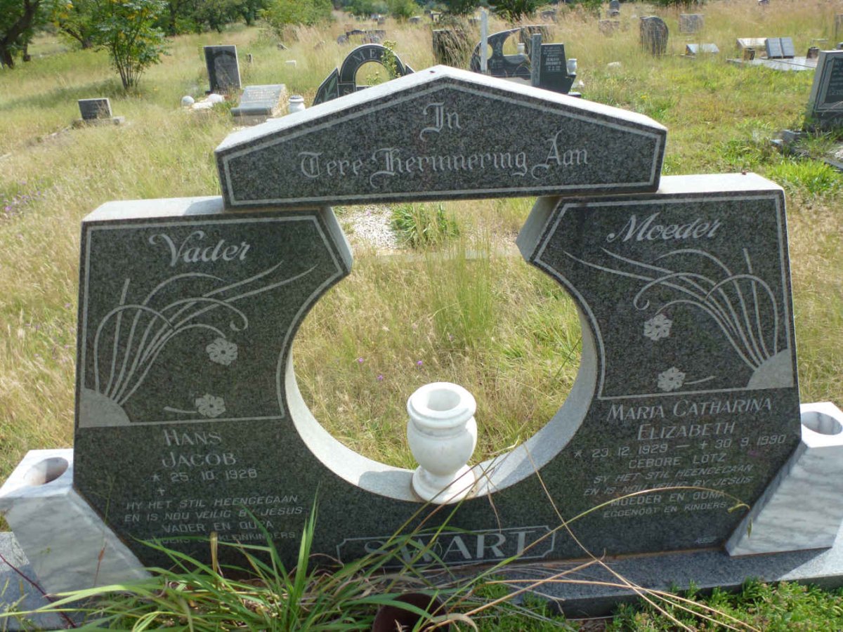 SWART Hans Jacob 1928- &amp; Maria Catharina Elizabeth LOTZ 1929-1990