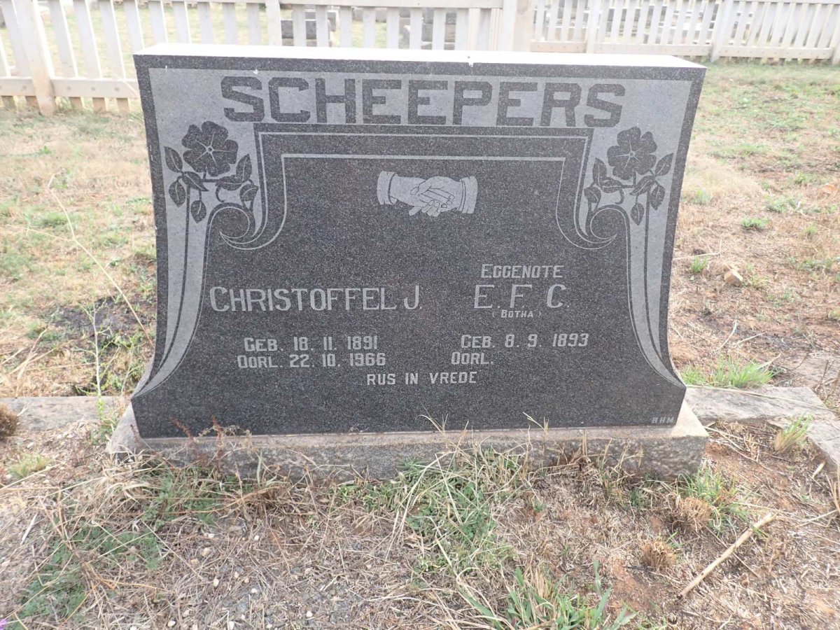 SCHEEPERS Christoffel J. 1891-1966 & E.F.C. BOTHA 1893-