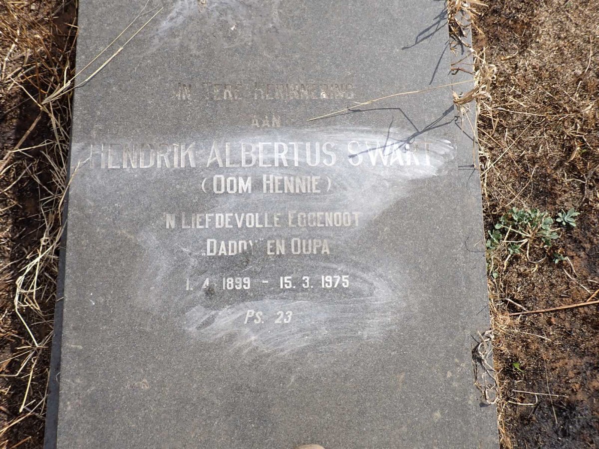 SWART Hendrik Albertus 1899-1975