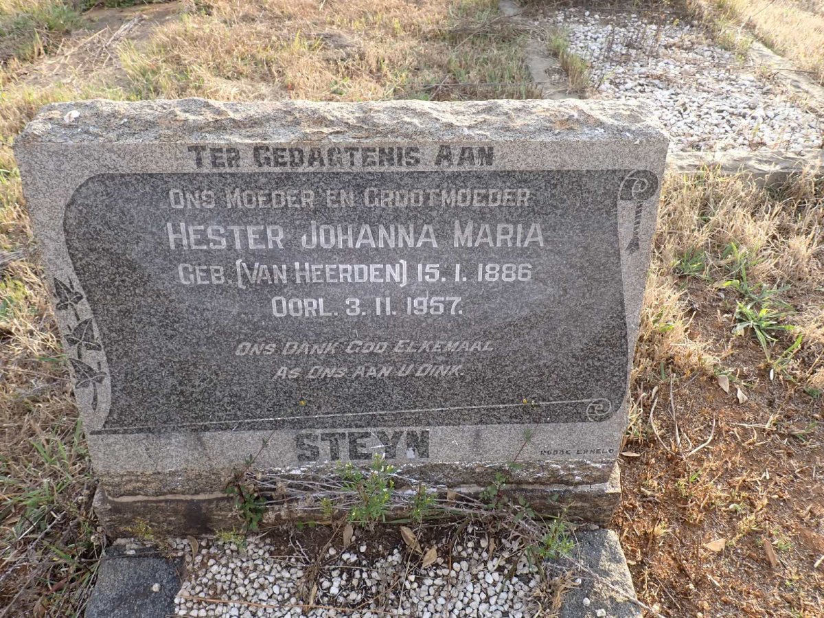 STEYN Hester Johanna Maria nee VAN HEERDEN 1886-1957
