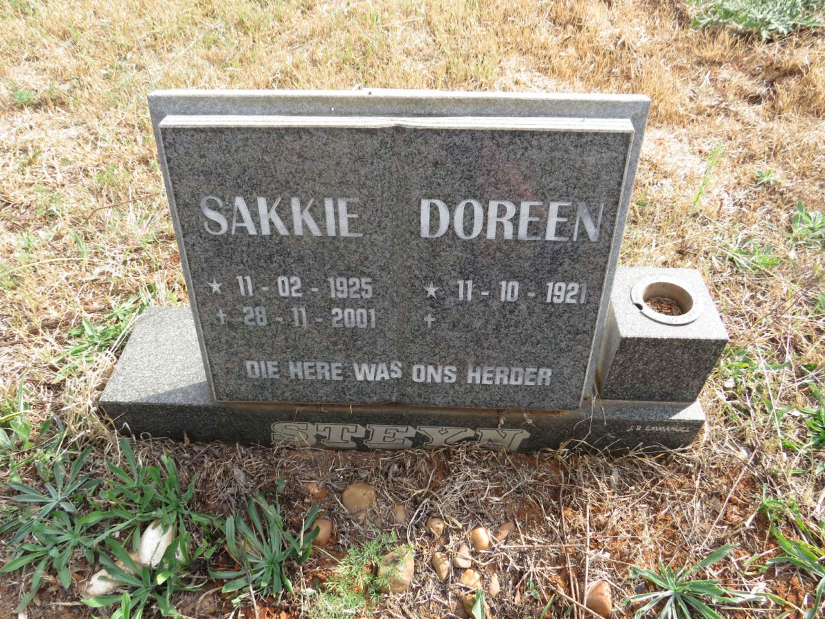 STEYN Sakkie 1925-2001 & Doreen 1921-