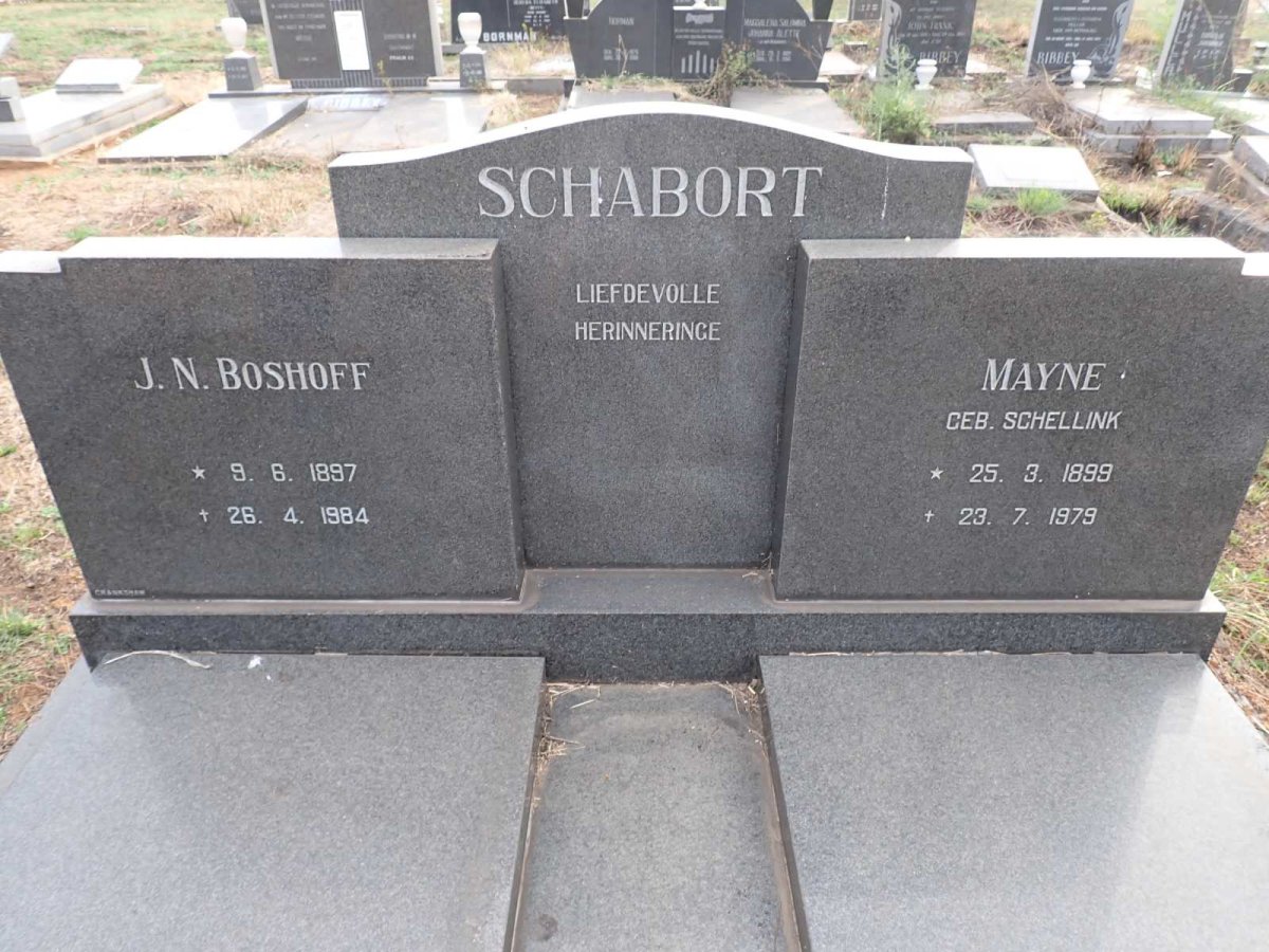 SCHABORT J.N. Boshoff 1897-1984 & Mayne SCHELLINK 1899-1979