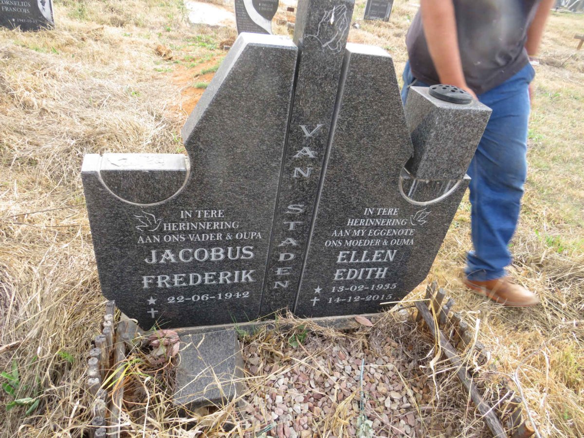 STADEN Jacobus Frederik, van 1942- & Ellen Edith 1935-2015             