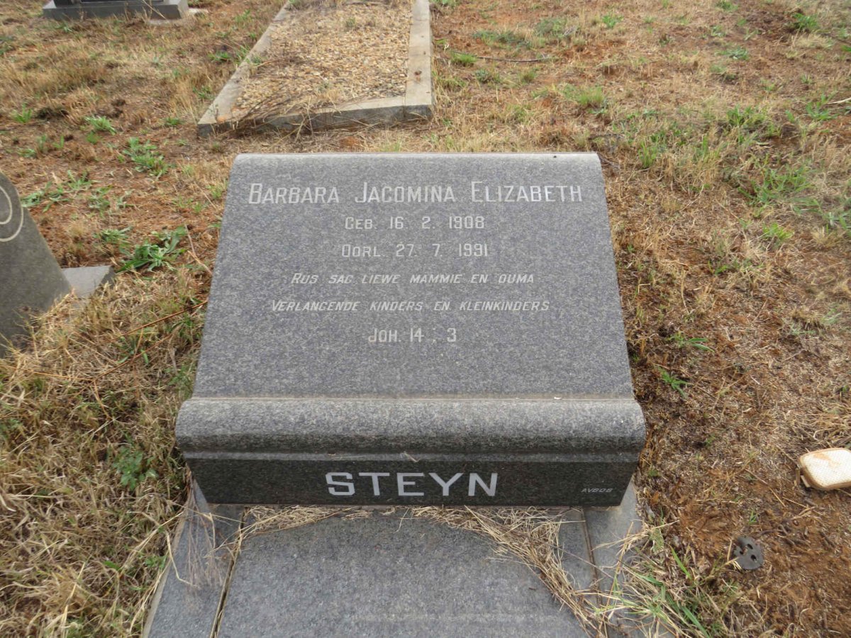 STEYN Barbara Jacomina Elizabeth 1908-1991