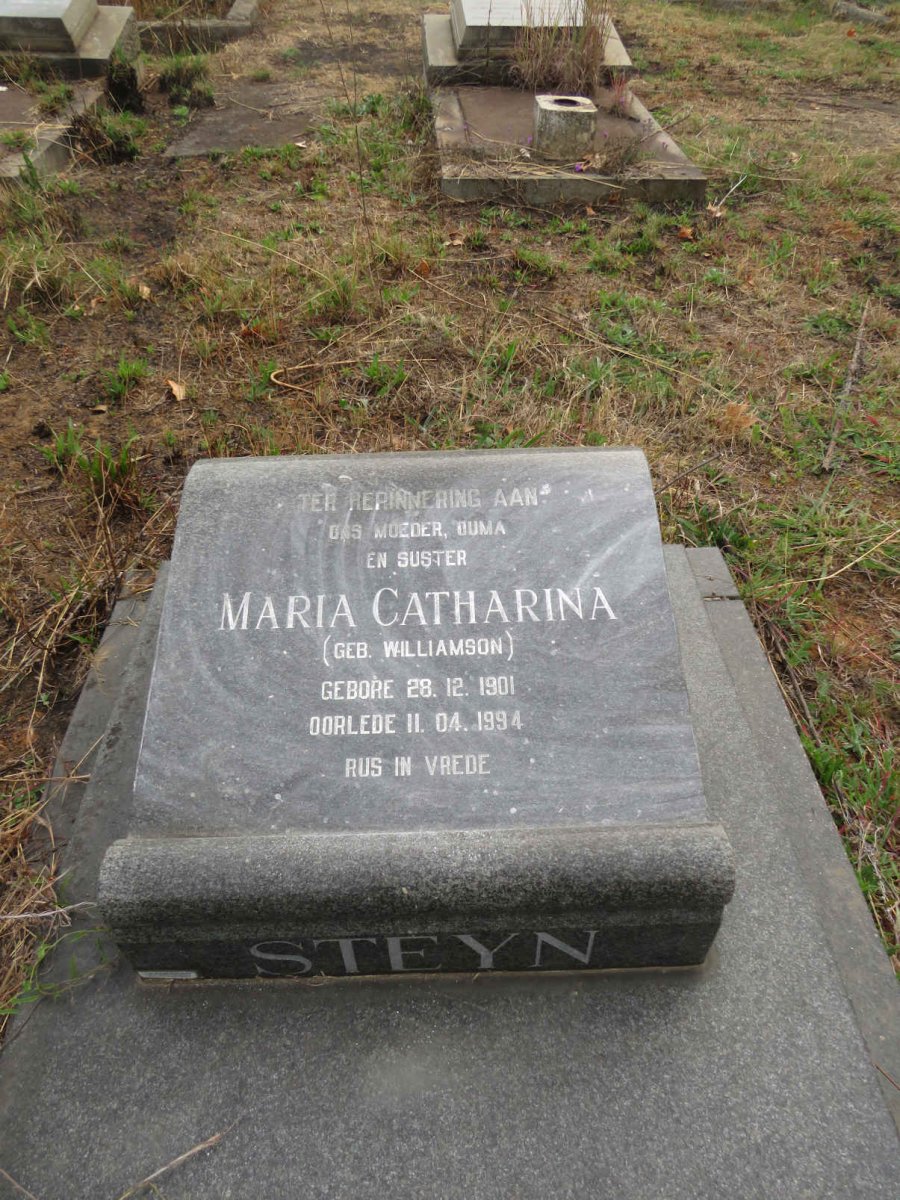 STEYN Maria Catharina nee WILLIAMSON 1901-1994