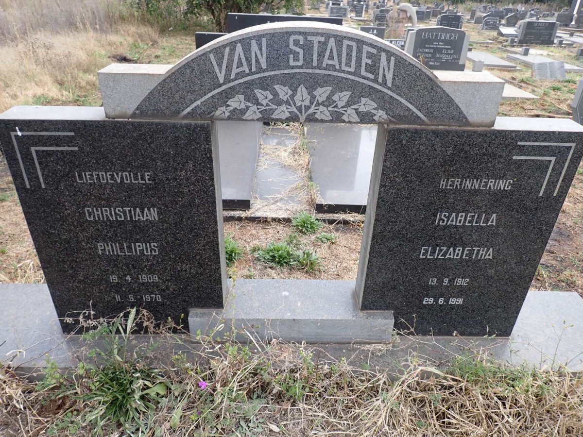 STADEN Christiaan Phillipus 1909-1970 & Isabella Elizabeth 1912-1991