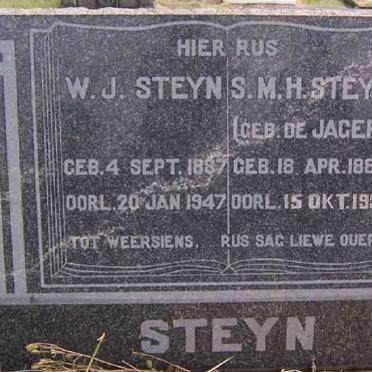 STEYN W.J. 1887-1947 &amp; S.M.H. DE JAGER 1889-1950
