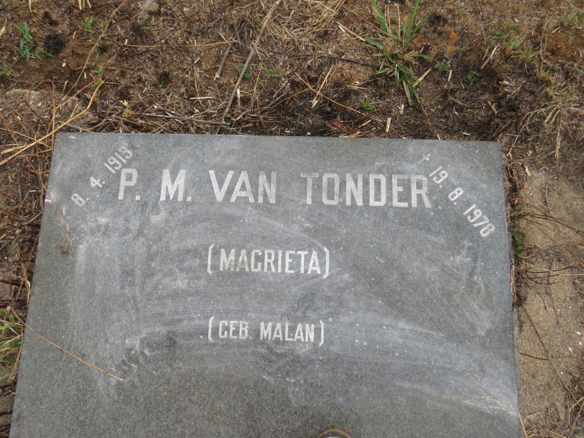 TONDER P.M., van nee MALAN 1913-1978