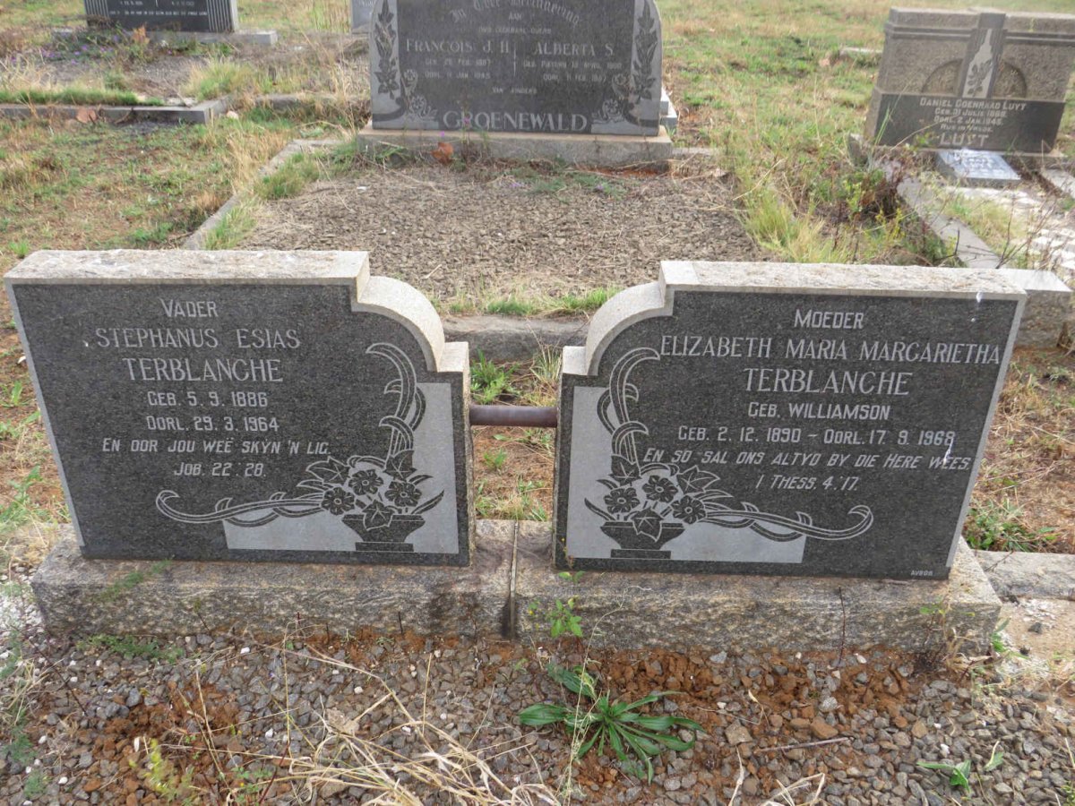 TERBLANCHE Stephanus Esias 1886-1964 & Elizabeth Maria Margarietha WILLIAMSON 1890-1968