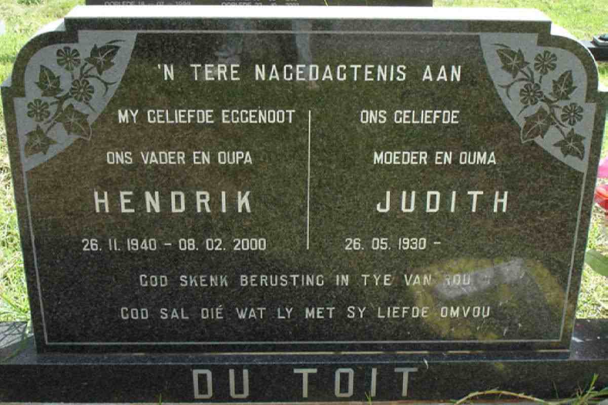 1TOIT Hendrik, du 1940-2000 &amp; Judith 1930-