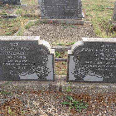 TERBLANCHE Stephanus Esias 1886-1964 & Elizabeth Maria Margarietha WILLIAMSON 1890-1968