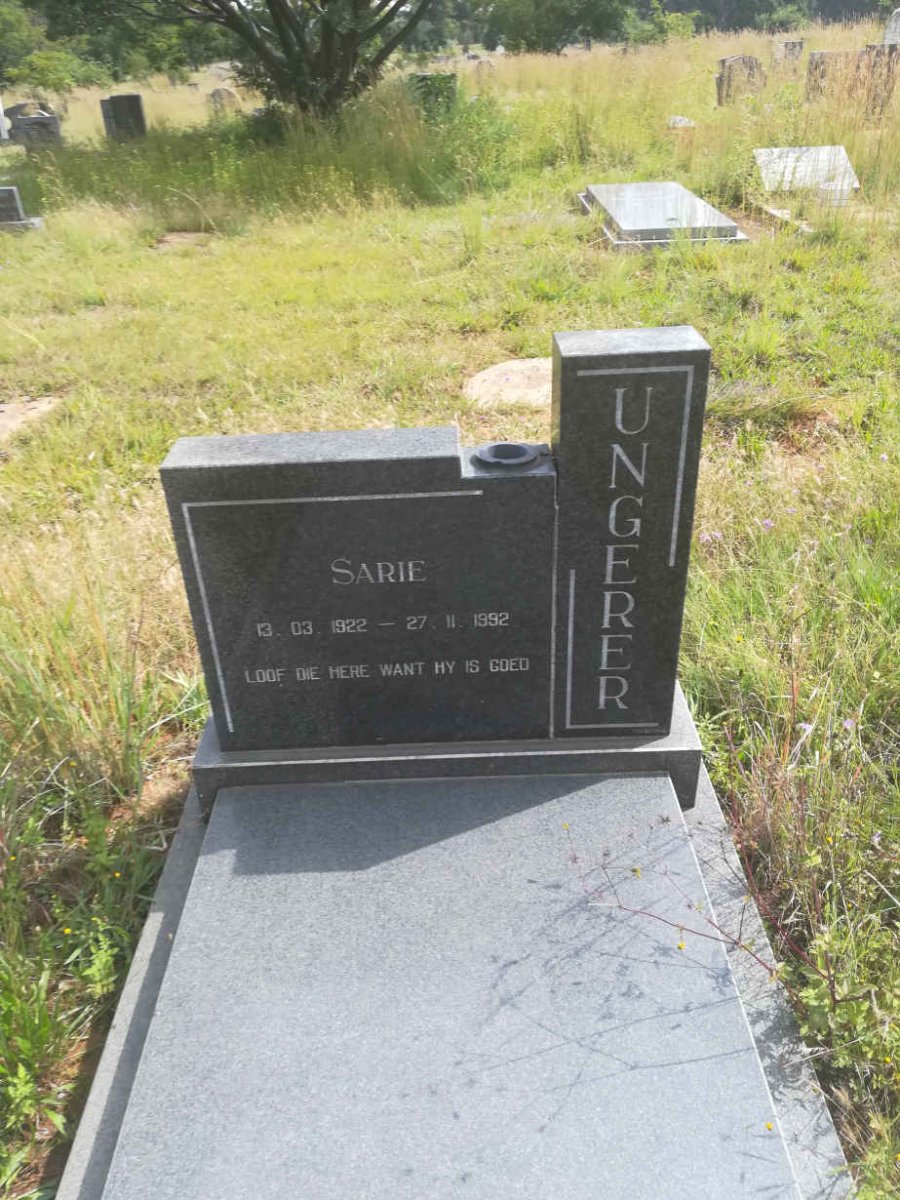 UNGERER Sarie 1922-1992