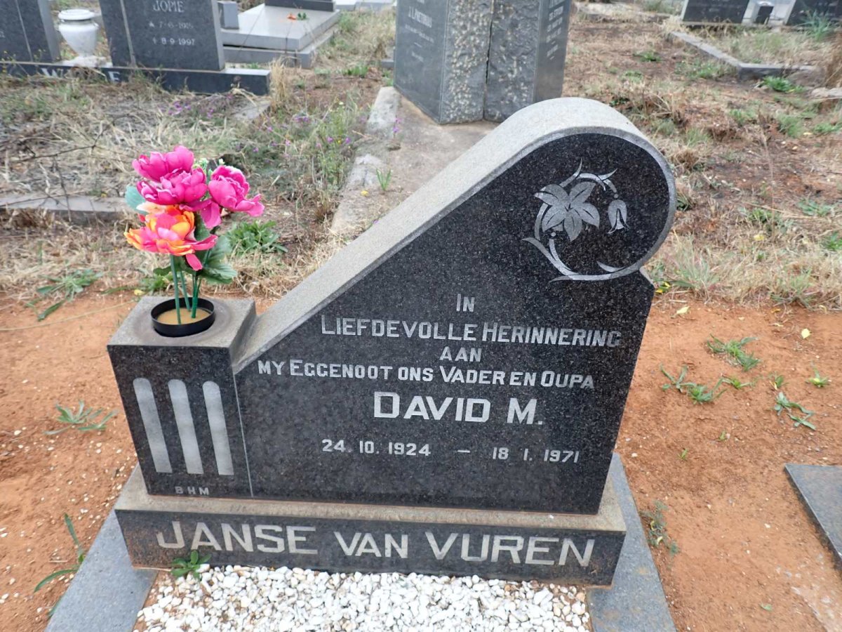 VUREN David M., Janse van 1924-1971