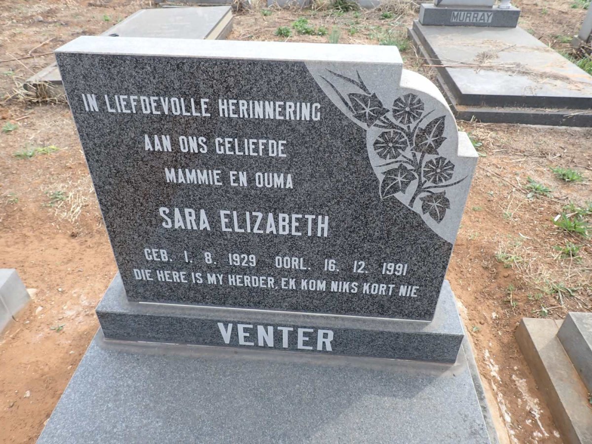 VENTER Sarah Elizabeth 1929-1991