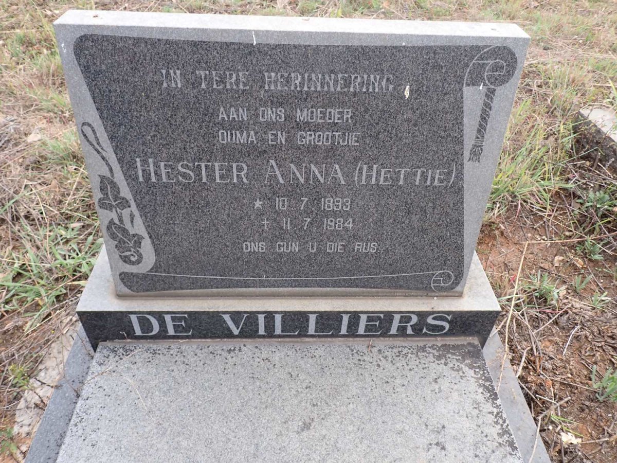 VILLIERS Hester Anna, de 1893-1984
