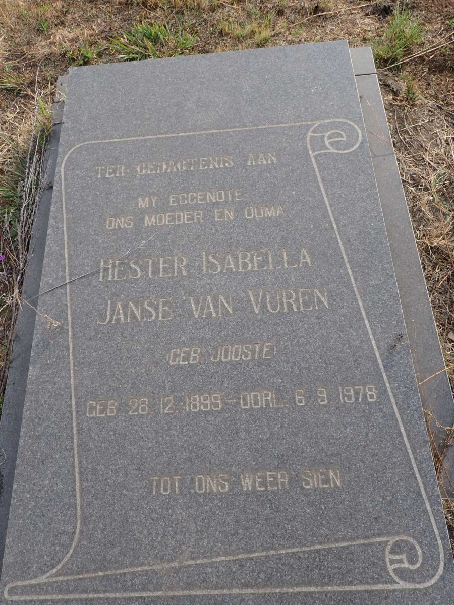VUREN Hester Isabella, Janse van nee JOOSTE 1899-1978