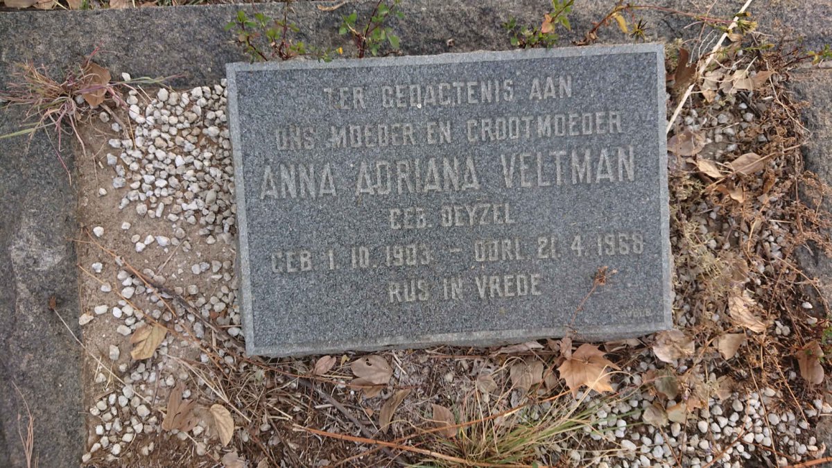 VELTMAN Anna Adriana nee DEYZEL 1903-1968