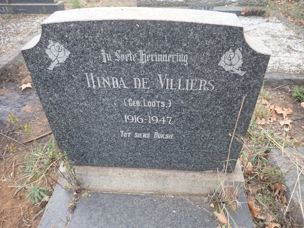 VILLIERS Hinda, de nee LOOTS 1916-1947