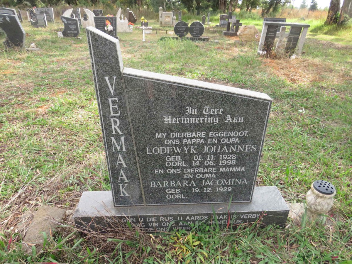 VERMAAK Lodewyk Johannes 1928-1998 & Barbara Jacomina 1929-