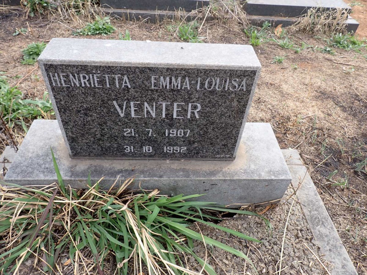 VENTER Henrietta Emma-Louisa 1907-1992