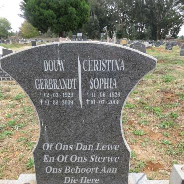 VERMEULEN Douw Gerbrandt 1929-2009 & Christina Sophia 1928-2008