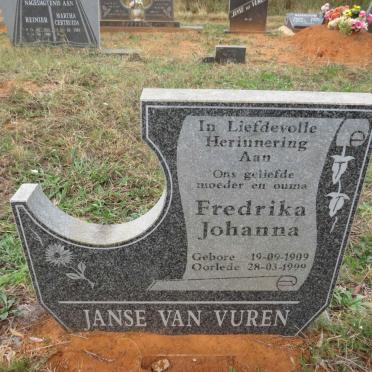VUREN Fredrika Johanna, Janse van 1909-1999