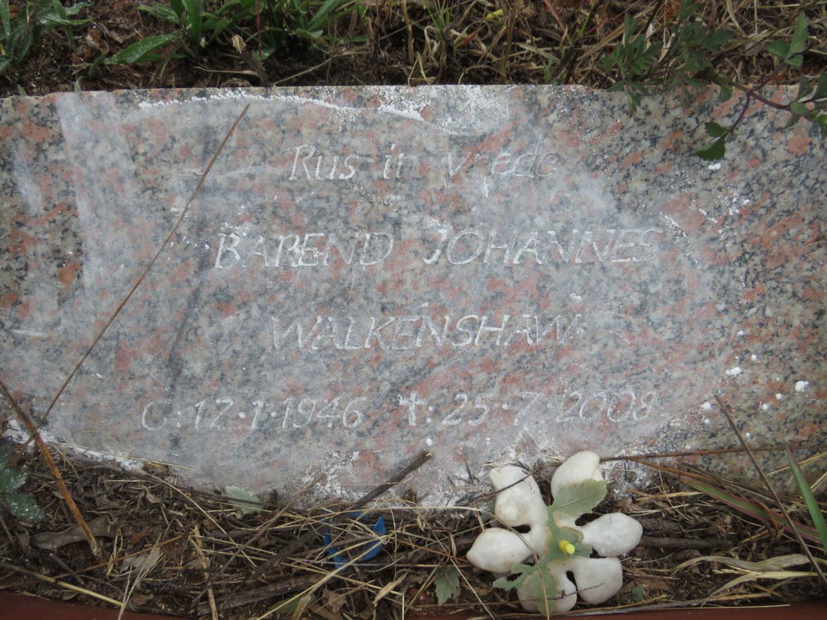 WALKENSHAW Barend Johannes 1946-2008