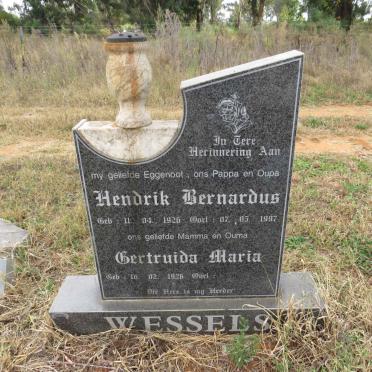 WESSELS Hendrik Bernardus 1926-1997 & Gertruida Maria 1926-