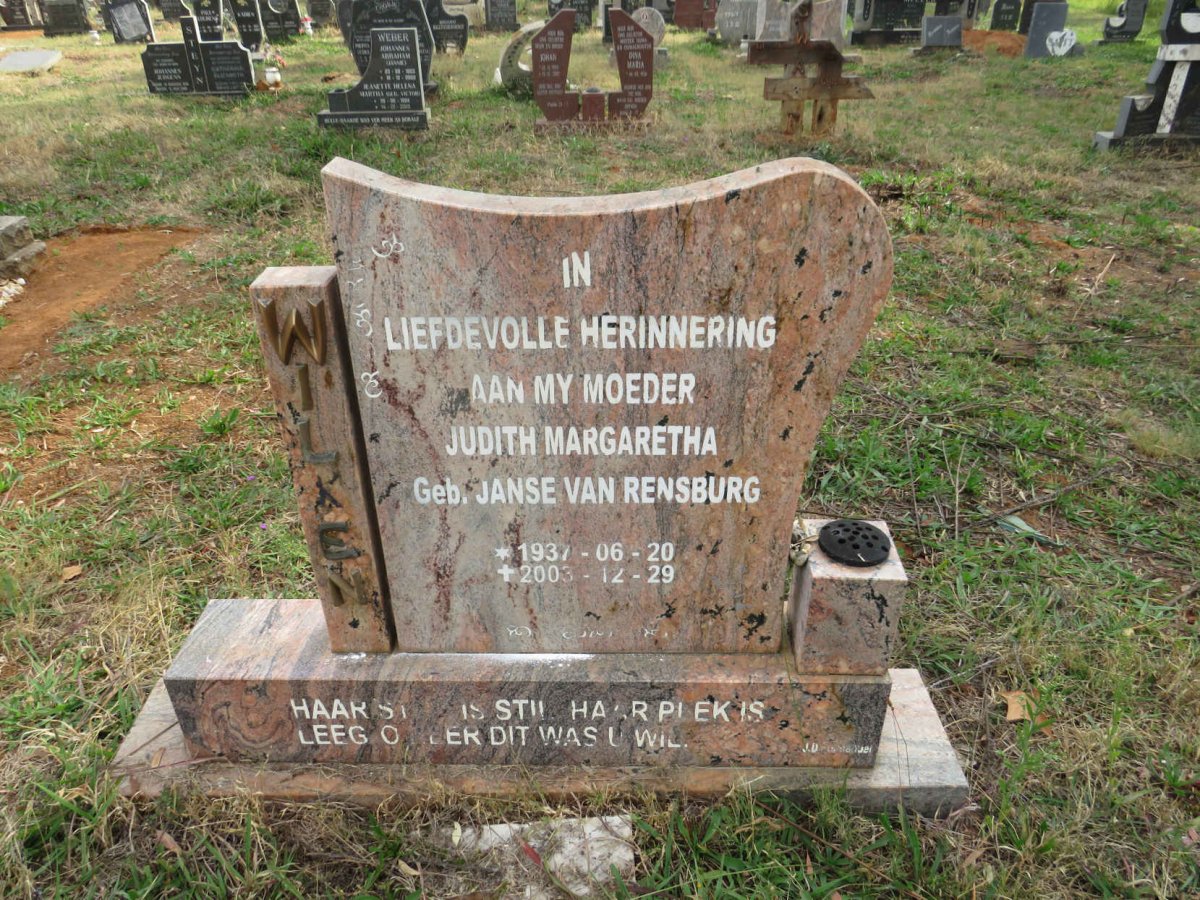WILKEN Judith Margaretha nee JANSE VAN RENSBURG 1937-2003