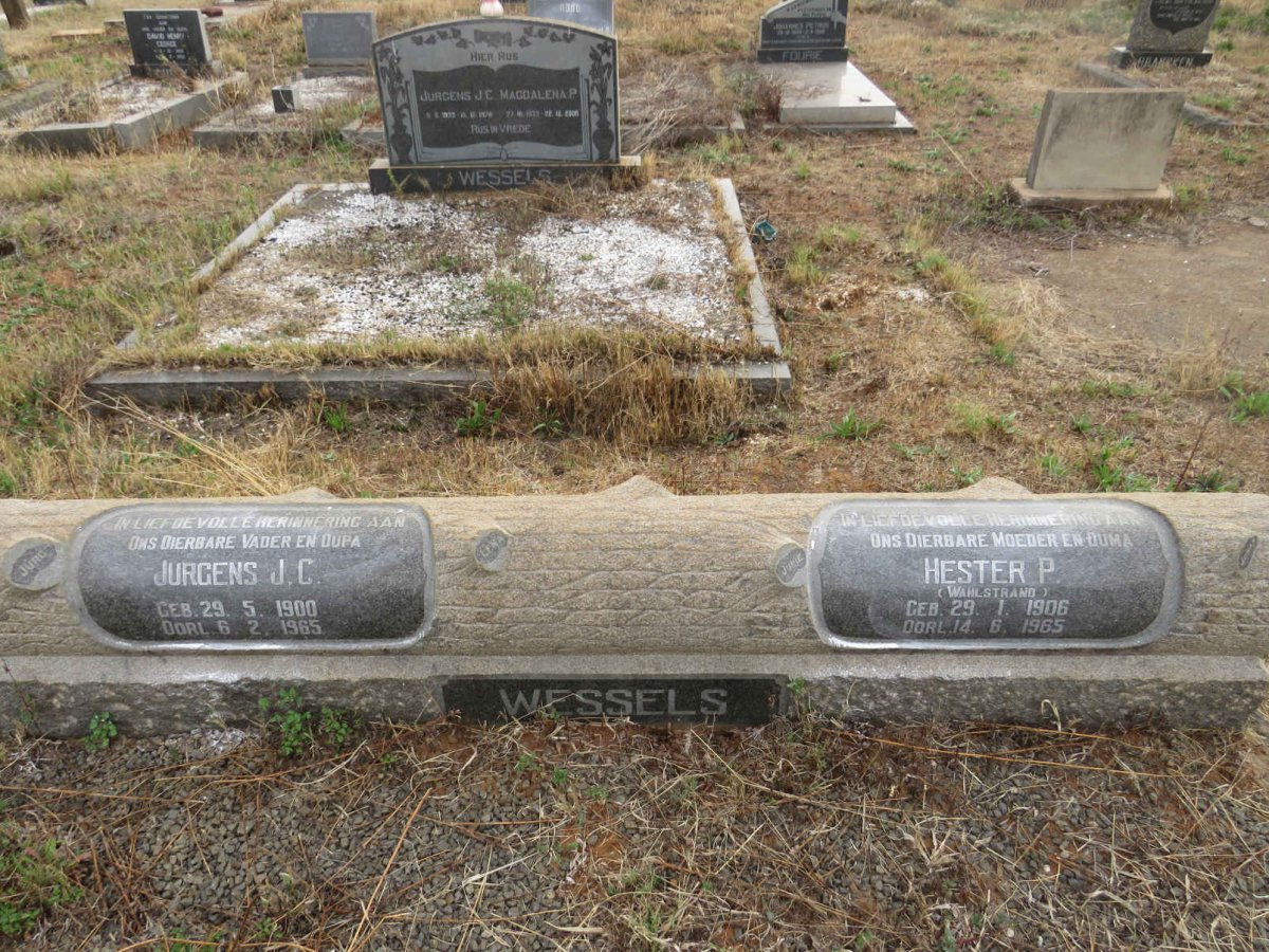 WESSELS Jurgens J.C. 1900-1965 & Hester P. WAHLSTRAND 1906-1965