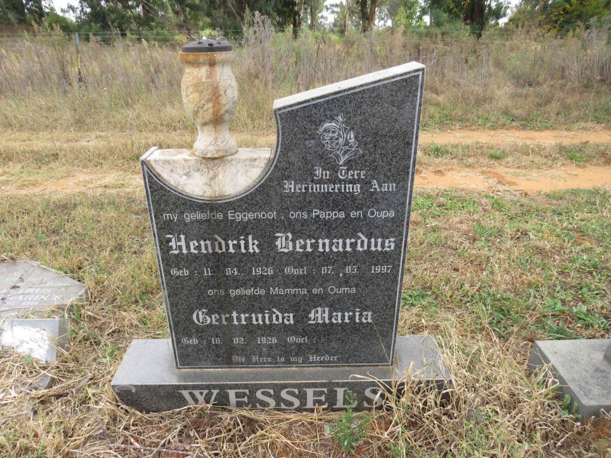 WESSELS Hendrik Bernardus 1926-1997 & Gertruida Maria 1926-