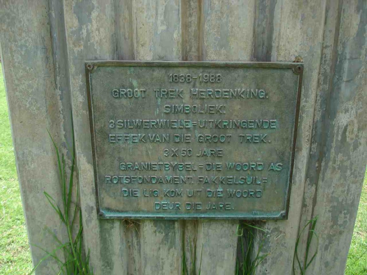 FRANKFORT Monument 1838-1988 GROOT TREK HERDENKING