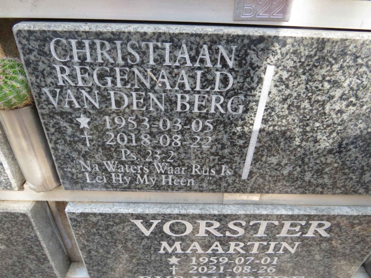 BERG Christiaan Regenaald, van den 1953-2018